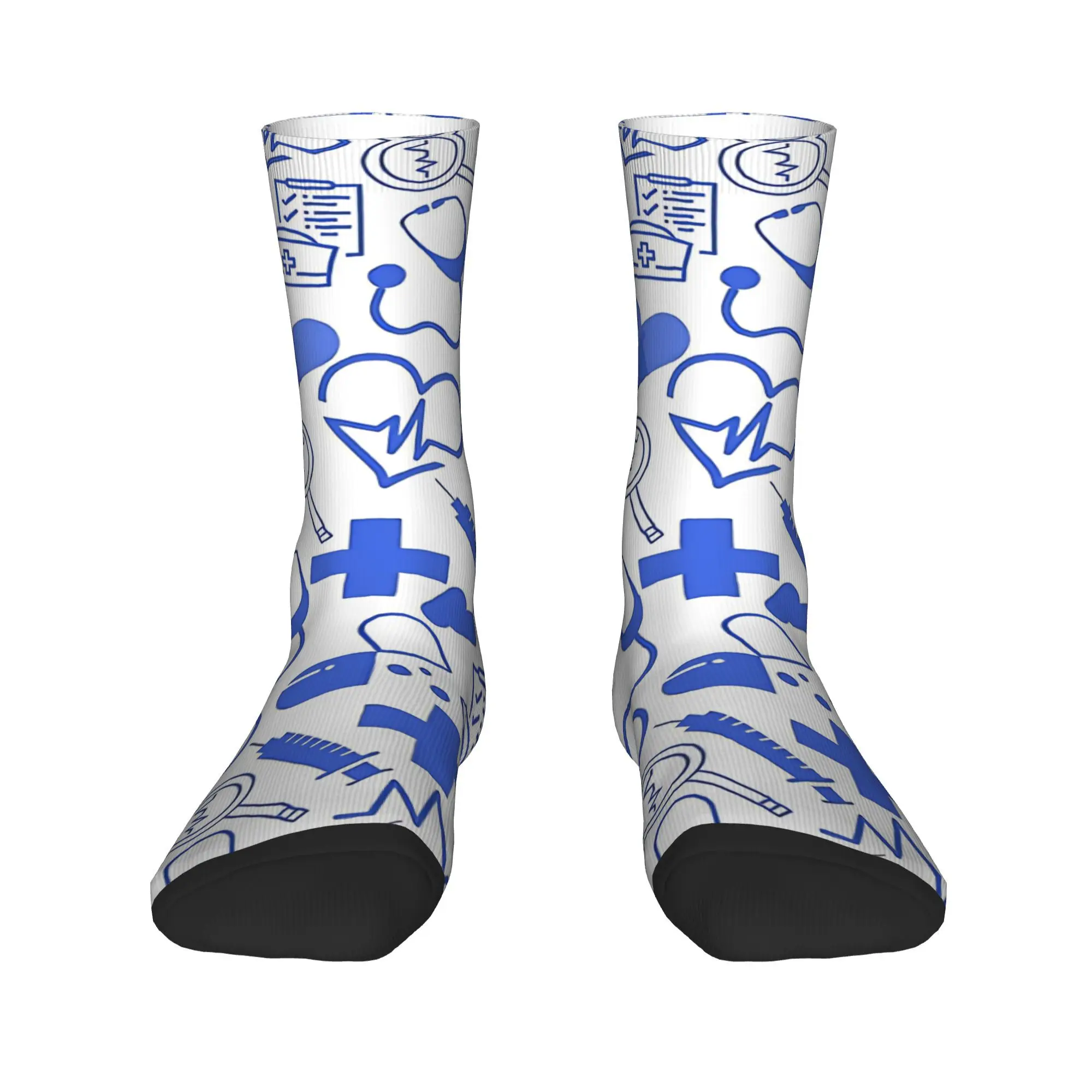 Kaus Kaki Desain Profesional Kesehatan Pola Medis Dokter Stoking Elegan Kaus Kaki Luar Ruangan Lembut Pria Kaus Kaki Anti Selip Musim Gugur