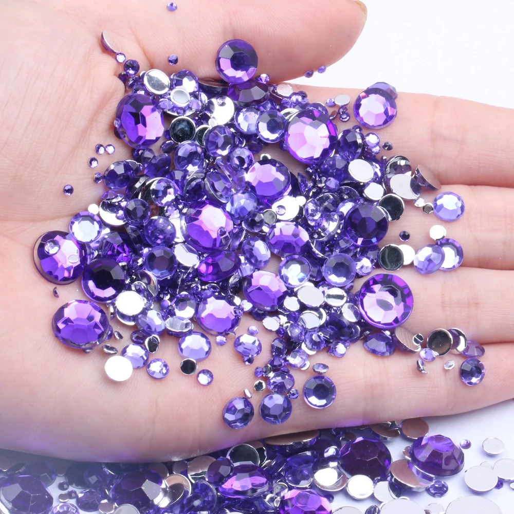 

9mm 2000pcs Acrylic Rhinestones Flatback Facets Round Glue On Stones DIY Craft Backpack Garment Accessories