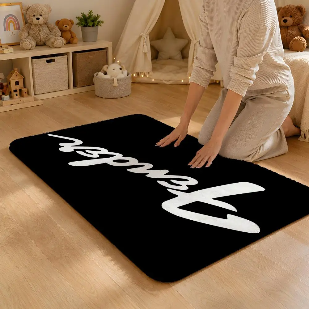 Guitar F-FenderS Logo Floor Mat Flannel Rug Non Slip Absorbent Soft Washable For Entryway Hallway Bathroom Kitchen Decor