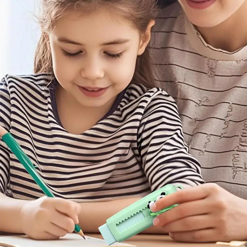 Push out up borrachas dos desenhos animados panda lápis push pull slide borrachas para crianças retrátil bonito escrita pintura desenho ferramenta limpa