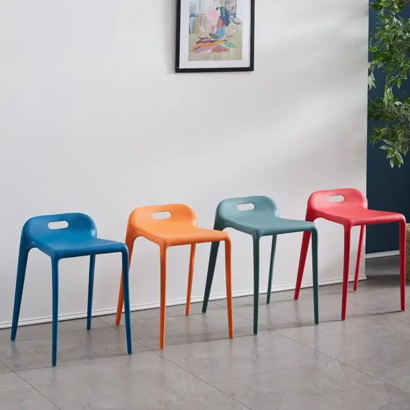 Nordic Thicken Plastic Dining Chair Colorful Stool Household Living Room Makeup Dresser Stools for Office Home Outdoor Furniture