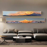 Large Size Horizontal Landscape Wall Poster with Frame Blue Gold Moon Mountain Canvas Picture Modern Abstract Art Painting