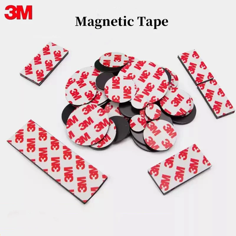 10Pcs 3M Magnetic Strong Adhesive Tape Waterproof Round Double-Sided Adhesive Durable Self-Stick for Crafts Office & Home
