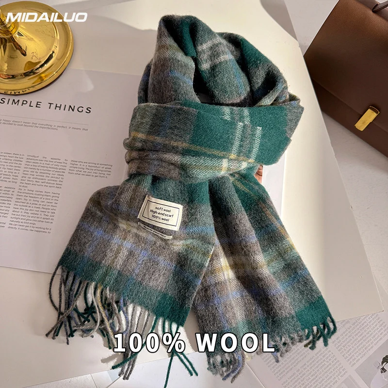 

Женский зимний шарф из 100% шерсти, ветрозащитный теплый корейский модный элегантный аксессуар на шею для холодной погоды