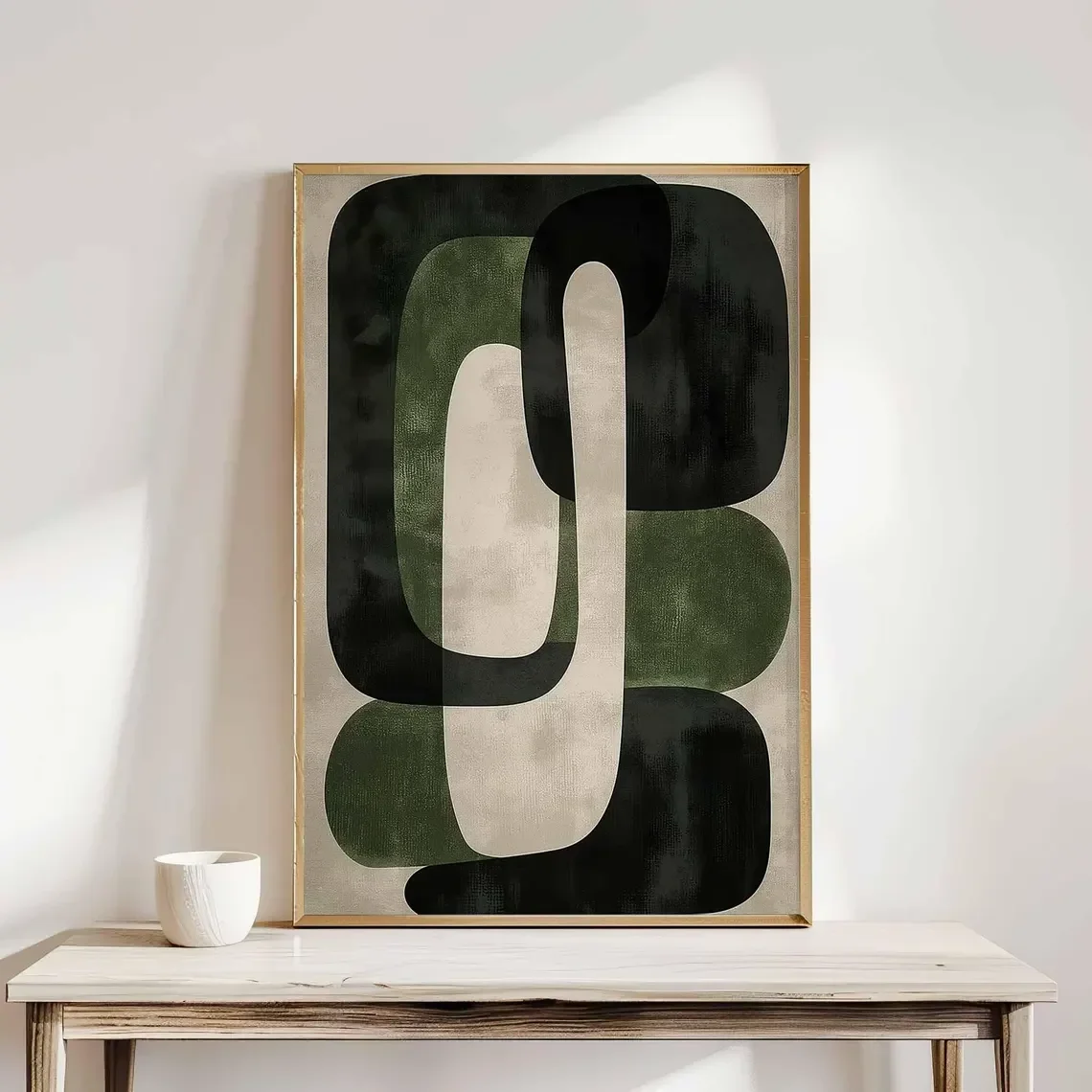 Green Wall Art Modern Abstract Print in Green and Black Minimalist Contemporary Art for Bedroom Printable Digital Download