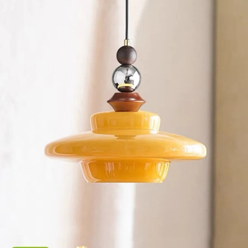 الفرنسية كريم نمط مطعم قلادة ضوء غرفة نوم السرير دراسة مقهى منصة مشروبات مصمم الجمالية خمر الزجاج شنقا مصباح #1