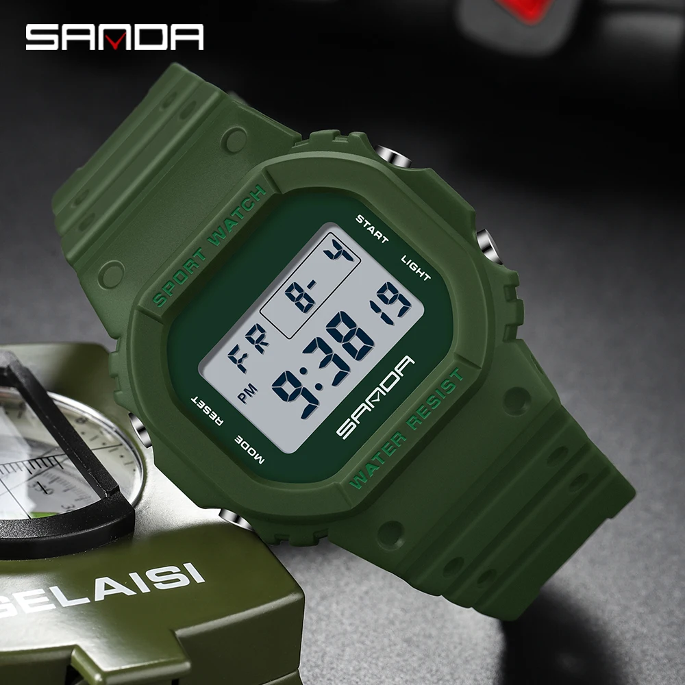 SANDA Men's Back Light Military Waterproof Luminous Date Digital Shock Resistant Wristwatches Swim for Student Watches ﻿