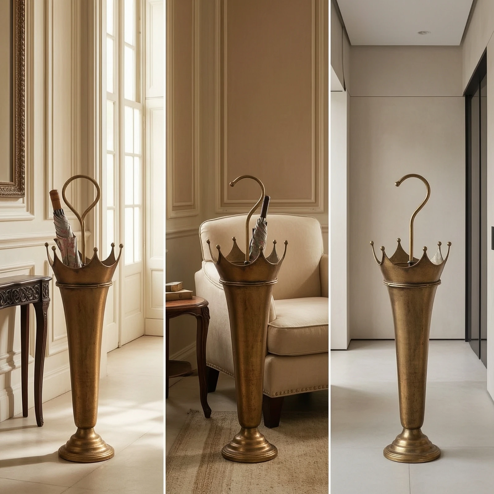 Umbrella Stand with Handle Vintage Iron Umbrella Stand Organizer Decorative Space-Saving for Entryway, Hallway