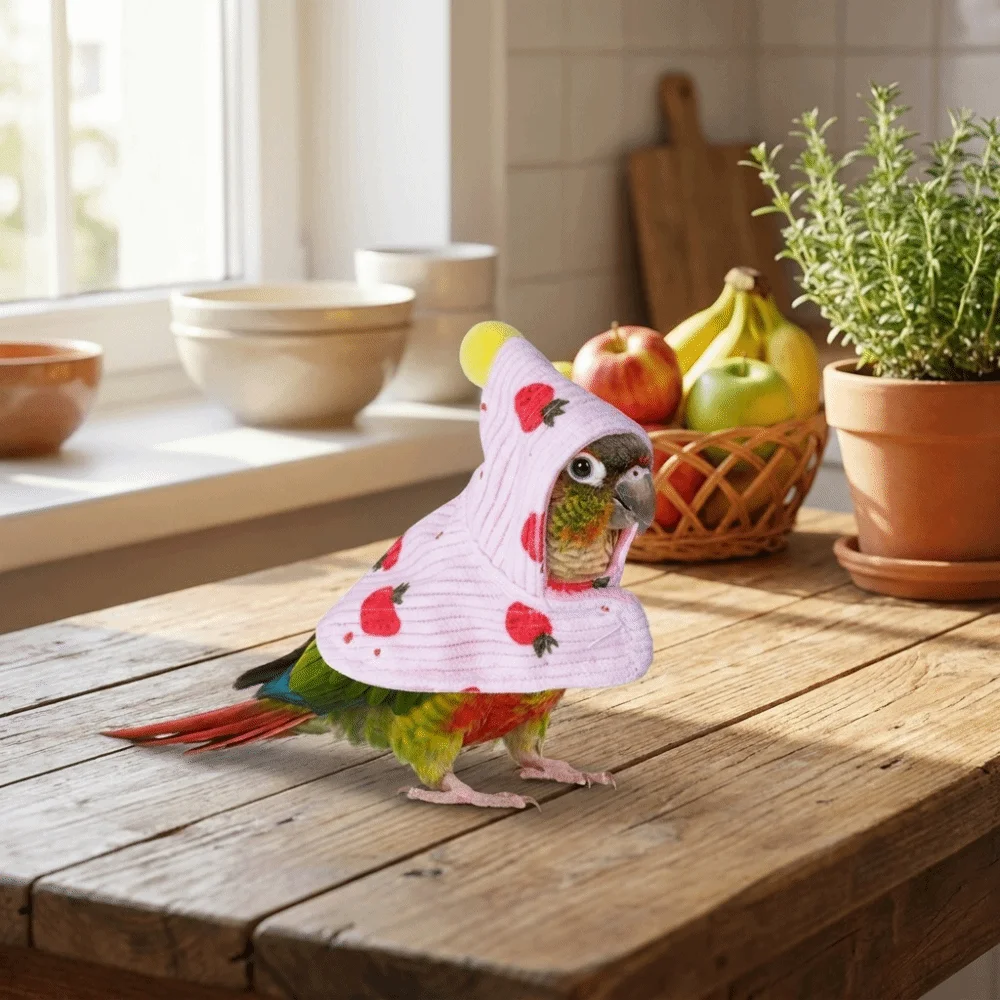Comfortable Thickened Bird Winter Jacket Warm Windproof Bird Cape Fruit Pattern Soft Winter Parrot Cloak Autumn Winter