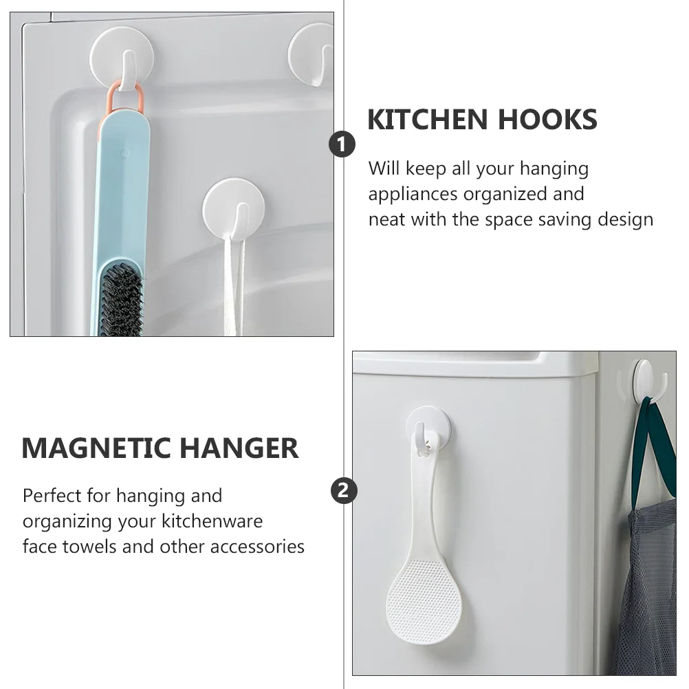 Heavy Duty Hook Refrigerator Magnetic Paste Coat Hangers Kitchen Hooks White Fridge