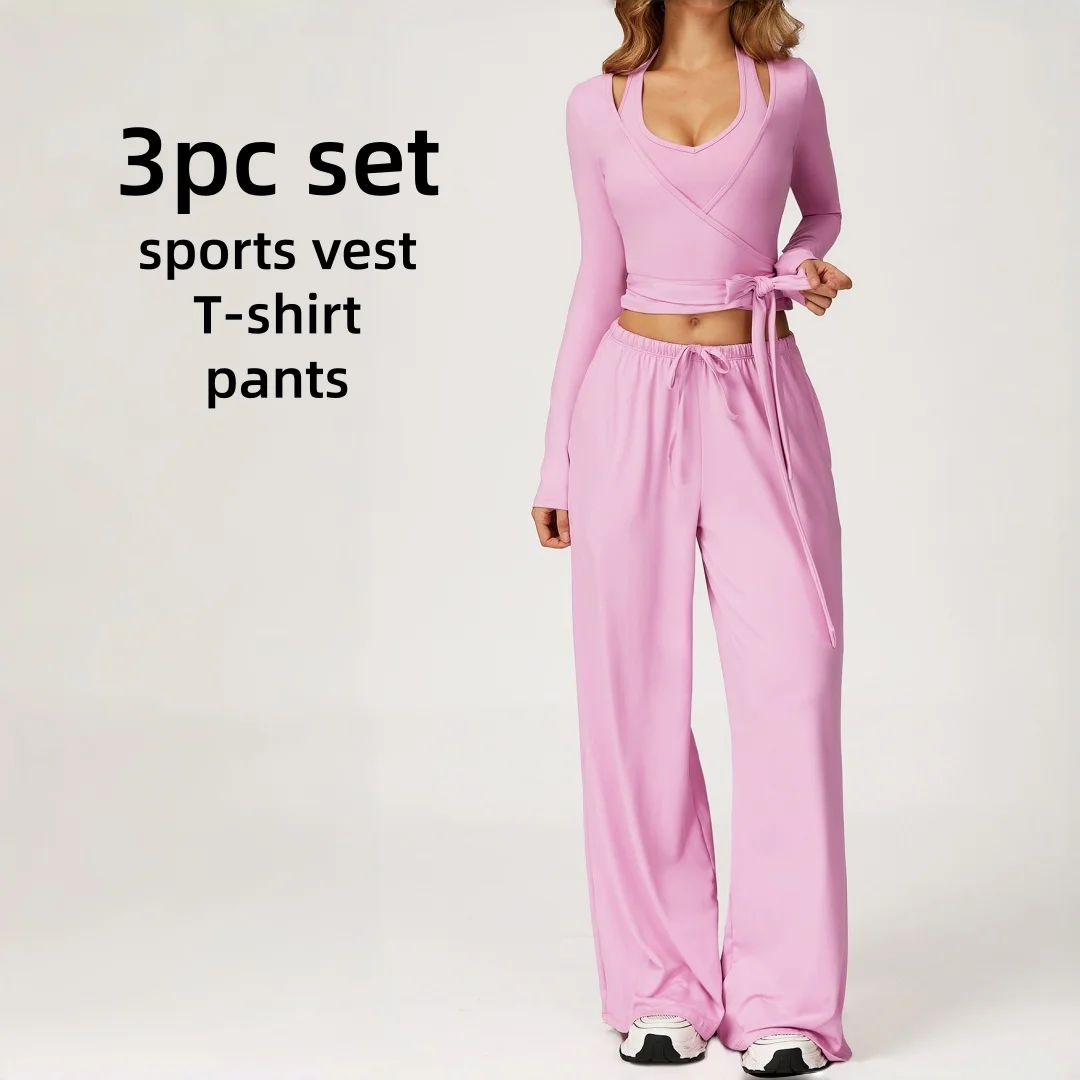 

High Waist Peach Hip Brushed Yoga Set Backless Quick-Dry Sports Vest Pants Set Casual Running Workout Clothes Gym Yoga Clothes