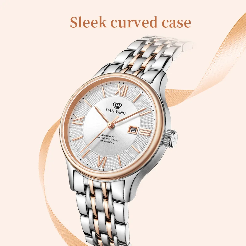 TIAN WANG Women\'s Watches Wristwatch Automatic Mechanical Watch For Women Business Steel Belt Rose Gold Ladies Lady Wrist Watch