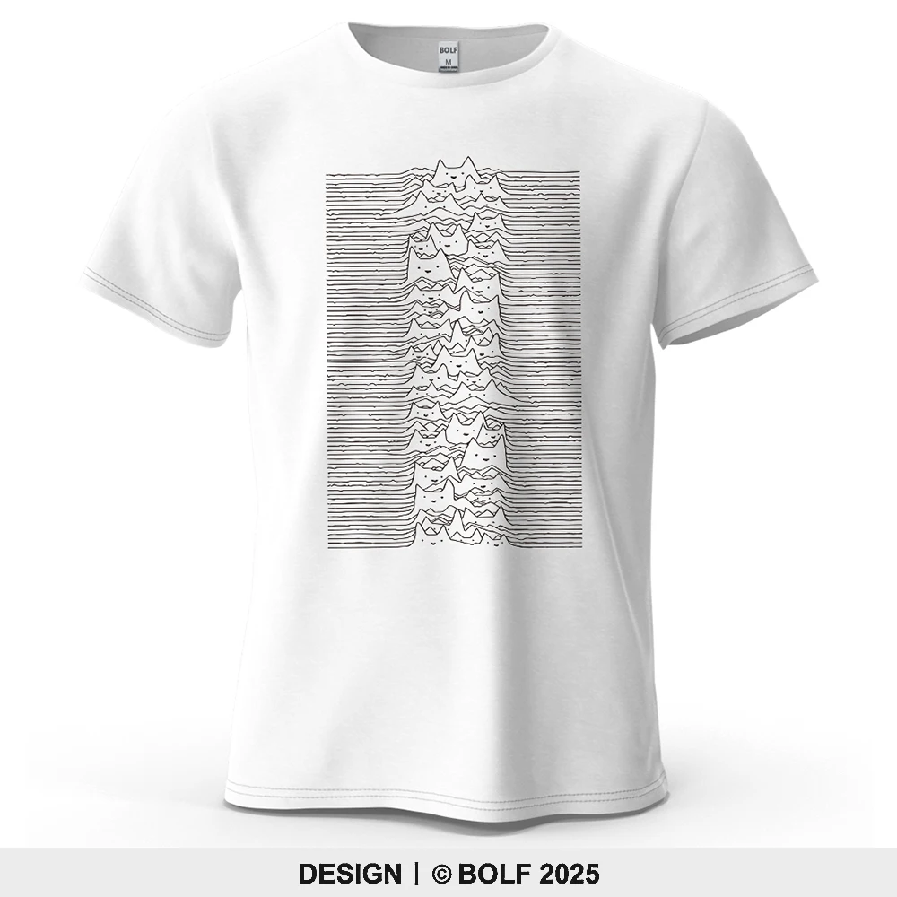 Cat Wave Art Kreatives bedrucktes Herren-T-Shirt aus 100 % Baumwolle, übergroße künstlerische Grafik-T-Shirts für Damen, Tops, T-Shirts, Streetwear