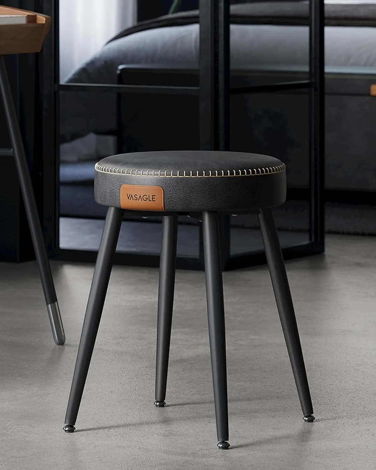 

Ekho Collection - Dining Chairs Stools, Upholstered Kitchen Stools, Vanity Stools, Synthetic Leather With Stitching, Mid-