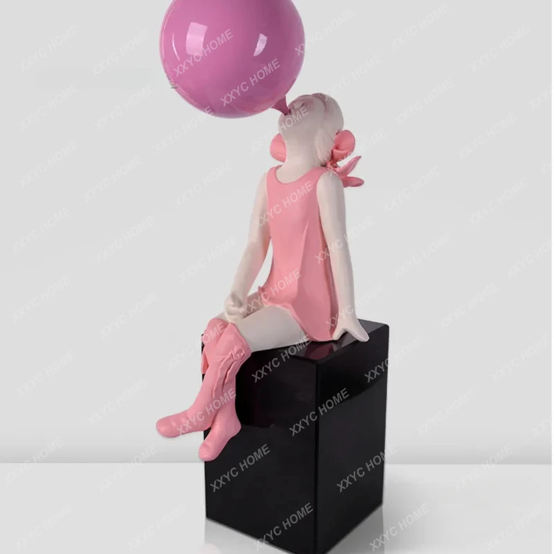 Living Room Sculptures Home Decoration Nordic Porch Cabi Creative Modern Light Luxury Balloon Boy Statues Figurine Home Decor