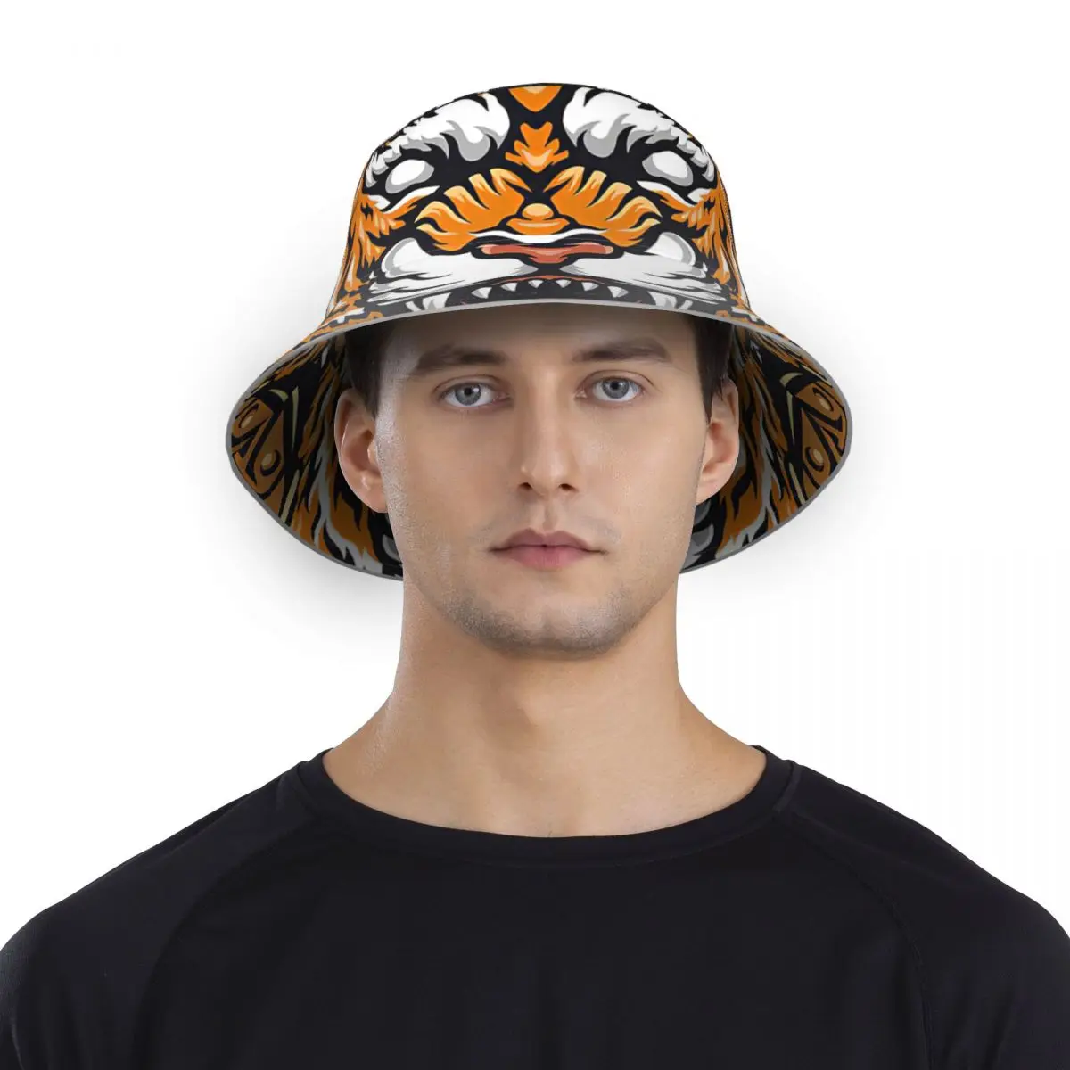 Topi Ember Reflektif Harimau Harimau Topi Ember Pria Wanita Topi Pantai Tabir Surya Luar Ruangan Topi Memancing Mendaki Matahari