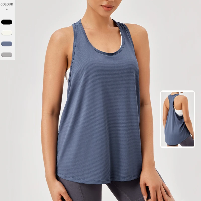 Women Summer Yoga Top Solid Color Sleeveless Gym Running T-Shirt Loose Breathable Quick Dry Fitness Sportswer Workout Clothes