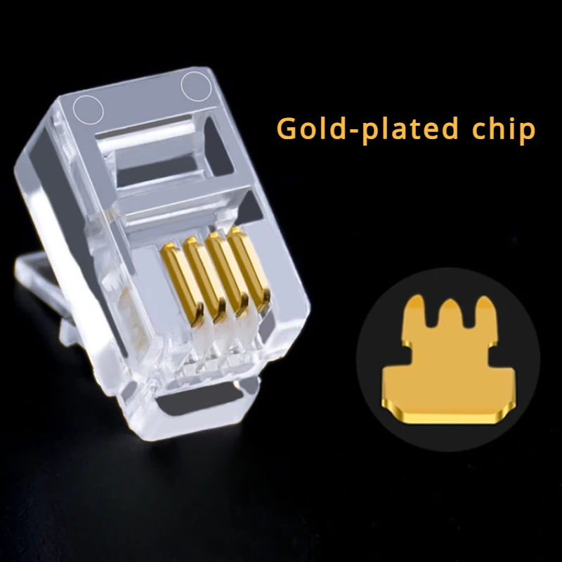 10/20/50PCS/lot RJ11 6P2C 6P4C 6P6C Telephone Internet Modular Plug Jack RJ11 Connector RJ-11 Crystal Heads Gold-Plated 6U