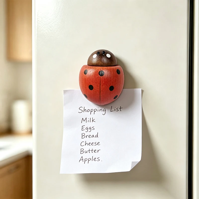 Creative Handmade Solid Wood Ladybug Fridge Magnets—Exquisite and Cute Wooden Decorative Magnets