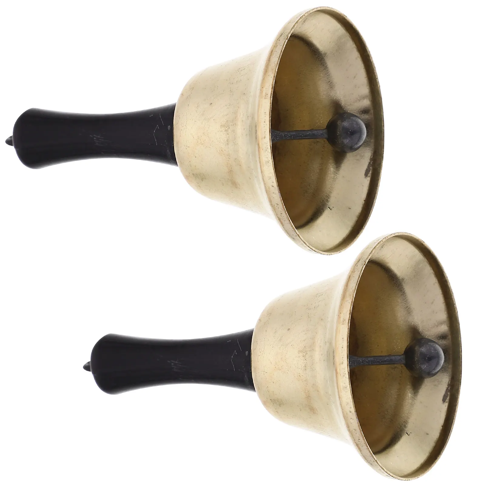 

2pcs Hand Shaker Bell Golden Metal Handbell For Kids Musical Instrument Lightweight Festival Party Christmas Decoration