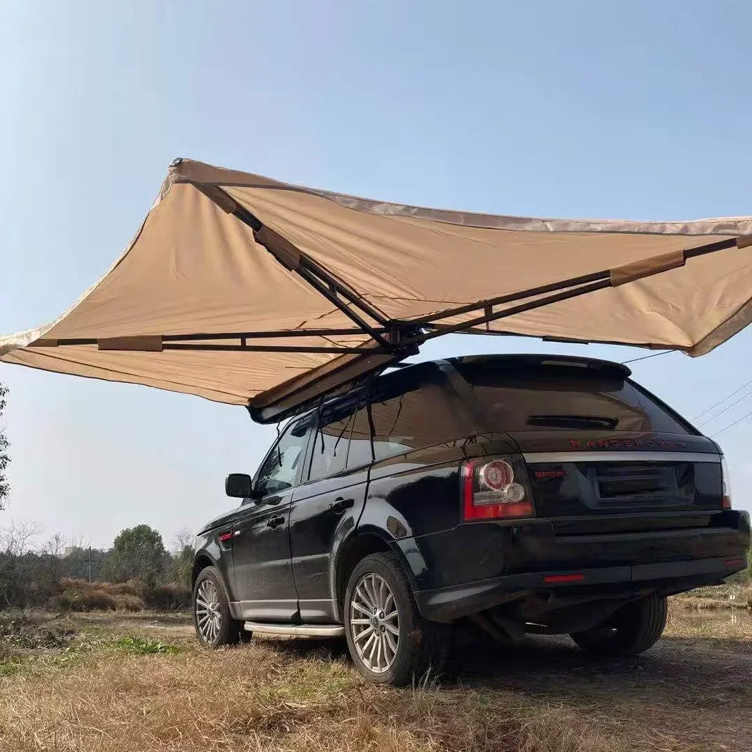 

Black Aluminum Pole fox awning Car Side Awning with 270 Degree Light