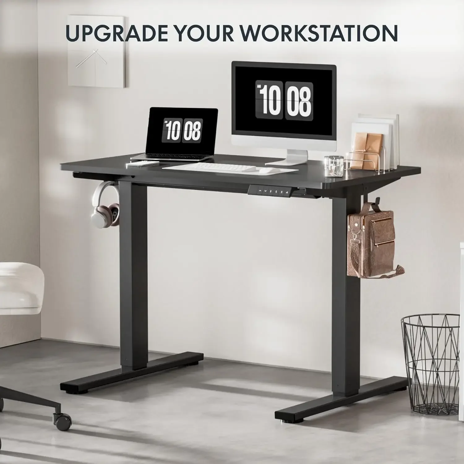 

Standing Desk, Electric Height Adjustable Desk 48 x 24 Inches Sit Stand Desk Home Office Desk Whole-Piece