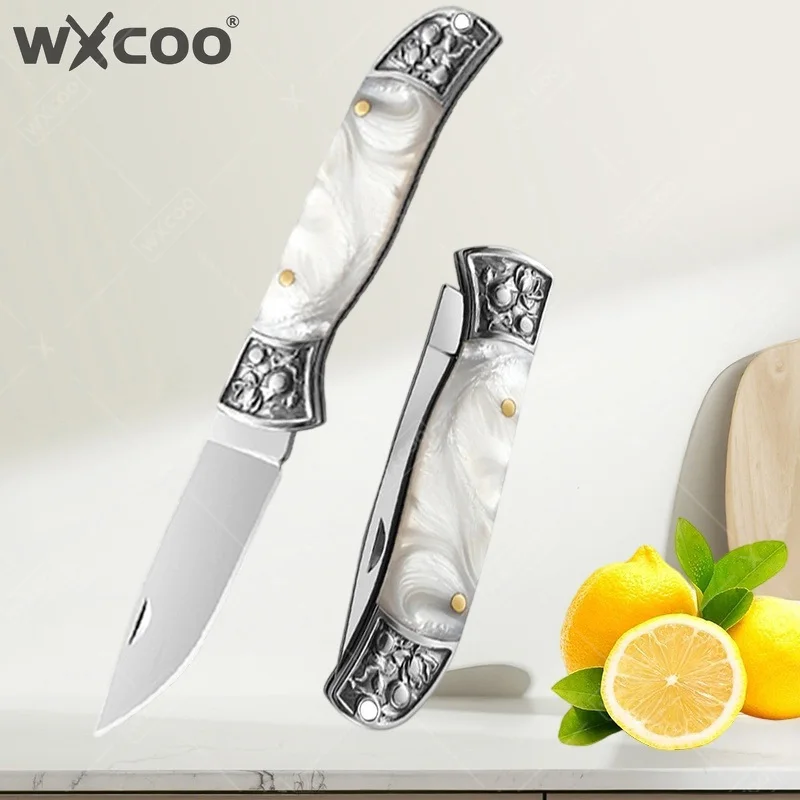 WXCOO Portable Pocket Stainless Steel Folding Knife Butcher Knife Fruit Slicing Cutting Knife Meat Cleaver Kitchen Accessories