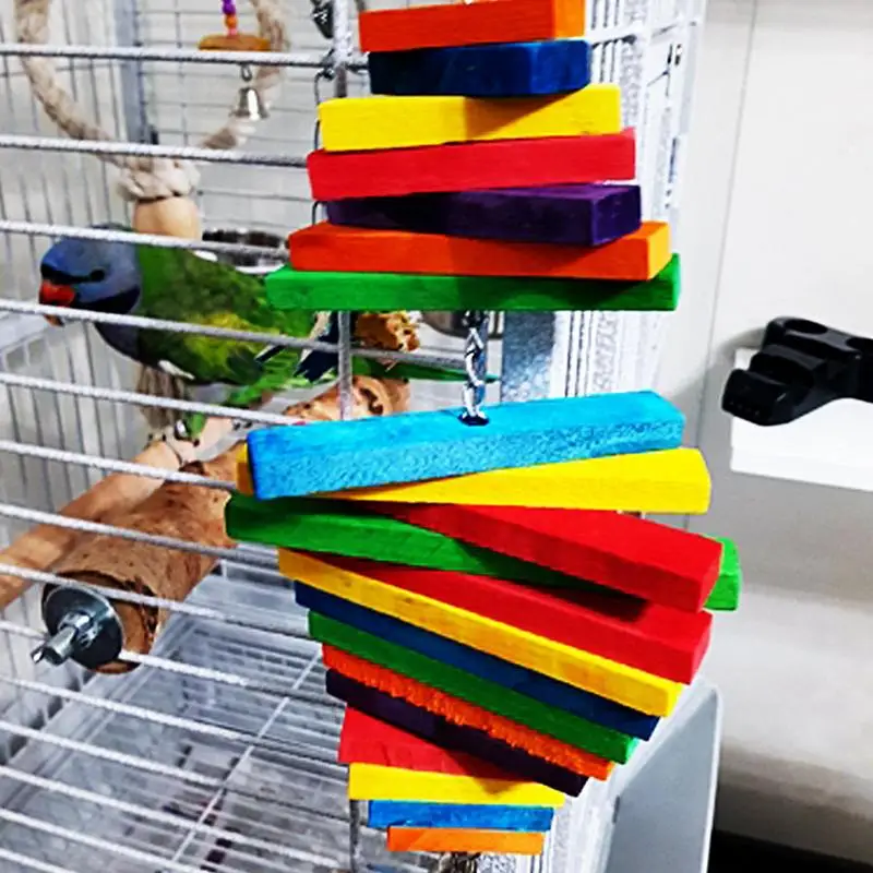 Parrot Shredder Toys Bird Beak Trimmer Grinding Blocks Colordul Parrot Foraging Blocks With Multi Layers For African Grey Macaws