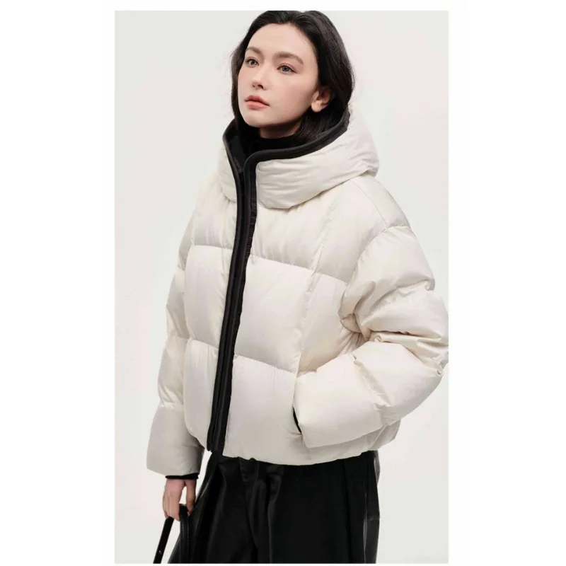 

Women Winter New Outer Wear Zipper Pocket Collar Clothes Loose Korean Simple Yankee Design Sense Short Small Thicken Practical