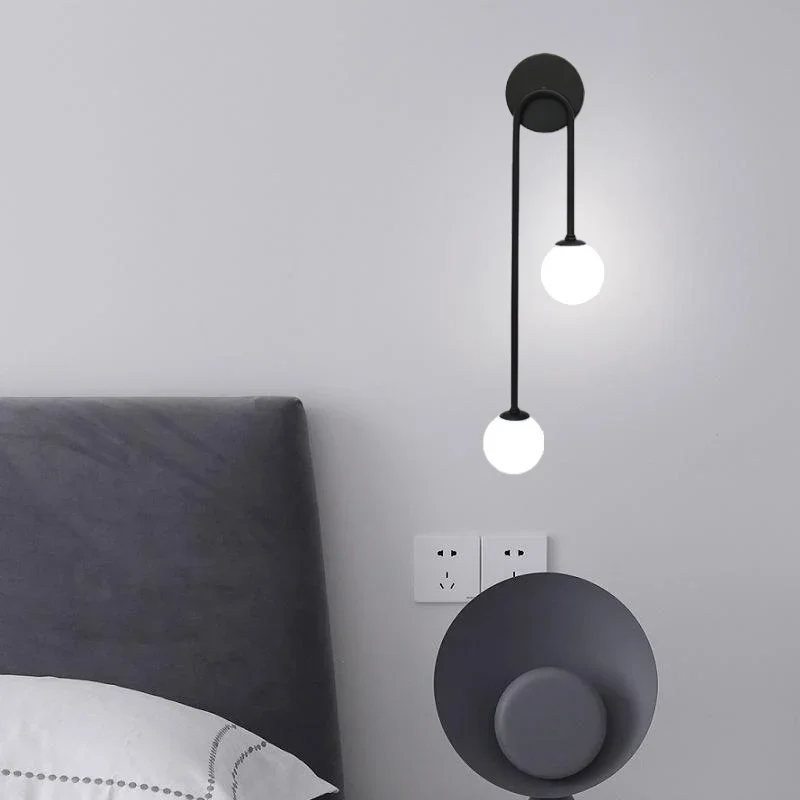 Nordic Corridor Aisle Staircase Decorative Lamp LED Wall Lamp Modern Bedroom Double Head Acrylic Ball Wall Lamp G9 Bulb view 5