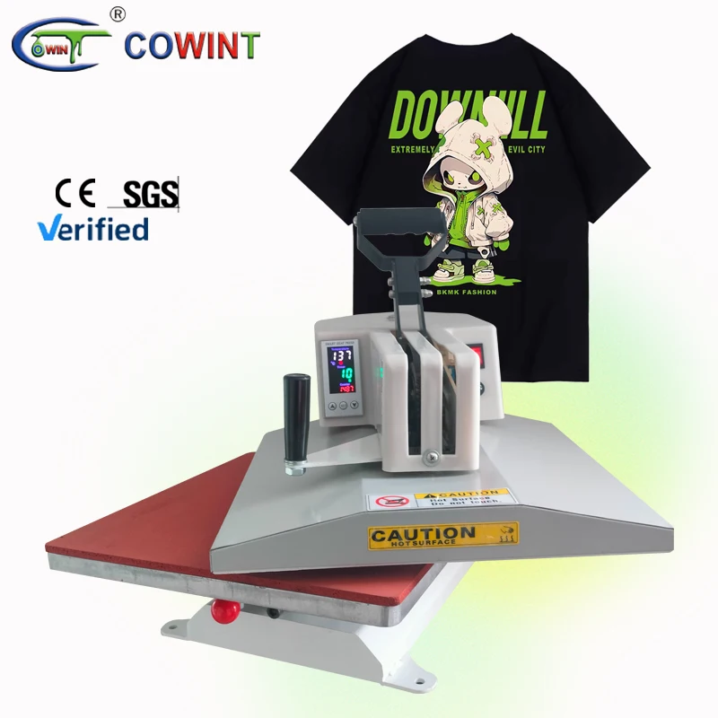 

cowint Hot sell Manual Flatbed Sublimation T-shirt Plain Heat Press Machine 38X38CM