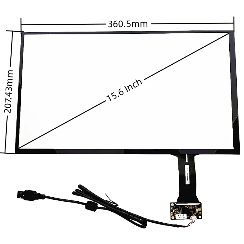 15.6 inch Capacitive Touch Screen 360X207mm G+G Free Drive WIN7 8 10 Android LINUX Universal USB plug and play 10 points touch