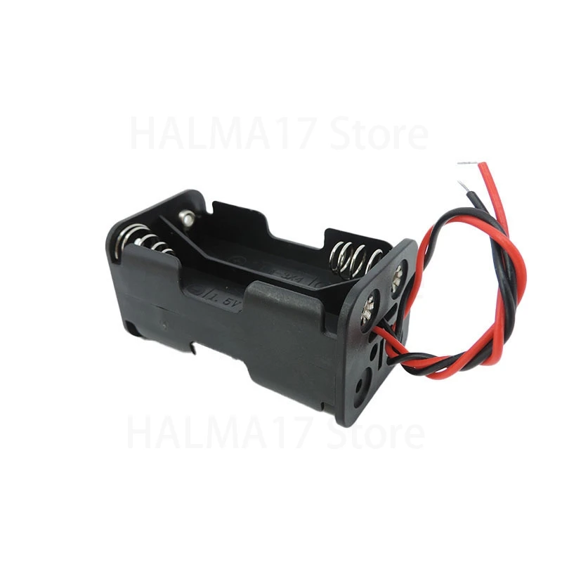 4 solt AA Battery Holder 6V 4 X AA Batteries Black Plastic Storage Box Case Dual Layers with Connector Wire Leads J17