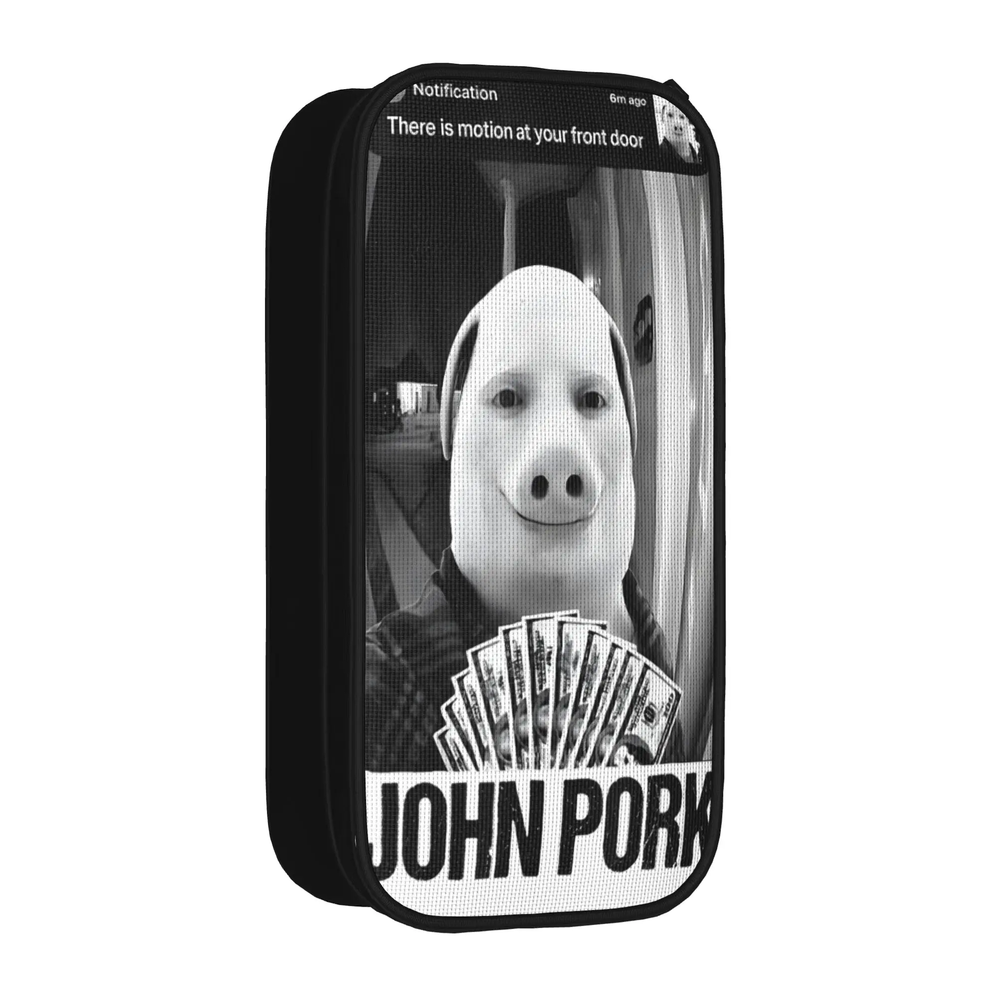 John Pork Motion at Your Front Door Doorbell Meme with Money Pencil Case  Zipper Pencil Pouch Girl Back To School Pencil Cases