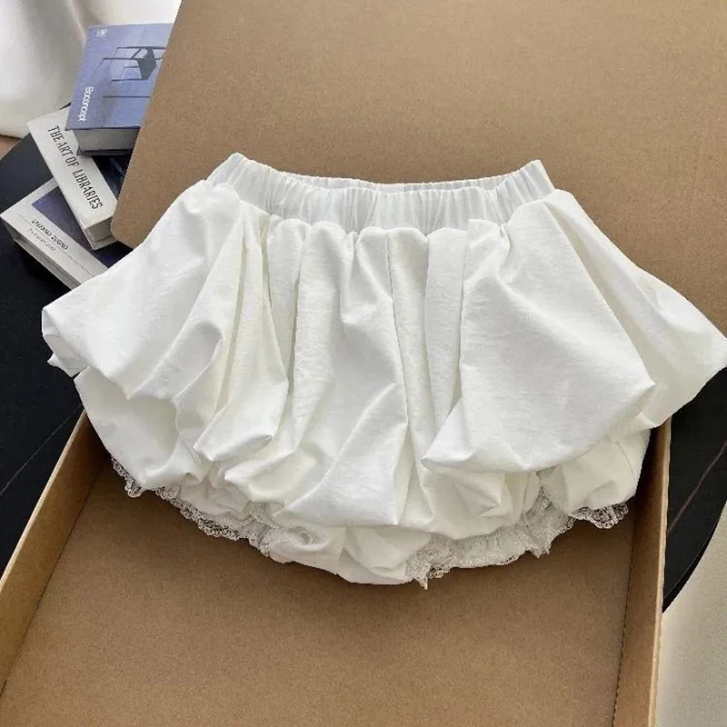

Ballet Style Pleated Short Skirt Women's Summer New Sweet Design High Waist Slimming Anti-Light Mini Skirt Pure Color Ruffles
