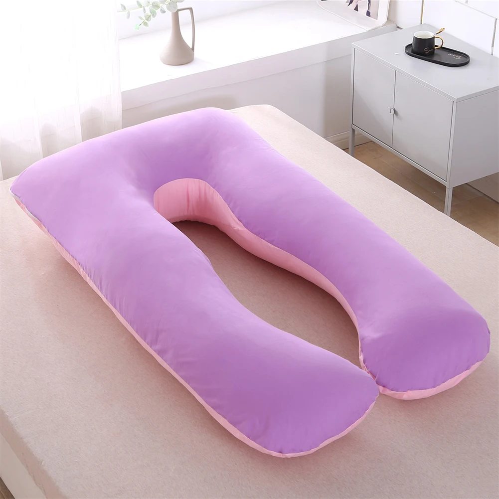 Full Body Support U-Shaped Pillow Cotton Pillowcase Comfy Breathable Pillow Case For Living Room