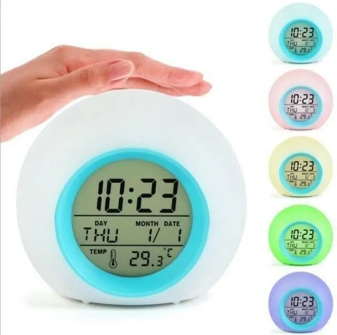Alarm clockLED Digital Alarm Clock for Kids 7 Color Changing Night Light Bedside Lamp Temperature Display RGB Glow Clock for