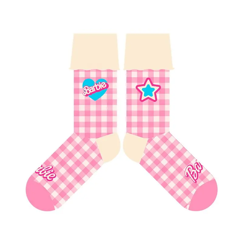 Barbie Pink Sock Female Spring Summer New Sweet Mid-Calf Stockings Kawaii Cotton Jk Socks Exquisite Life Daily Necessities Gift