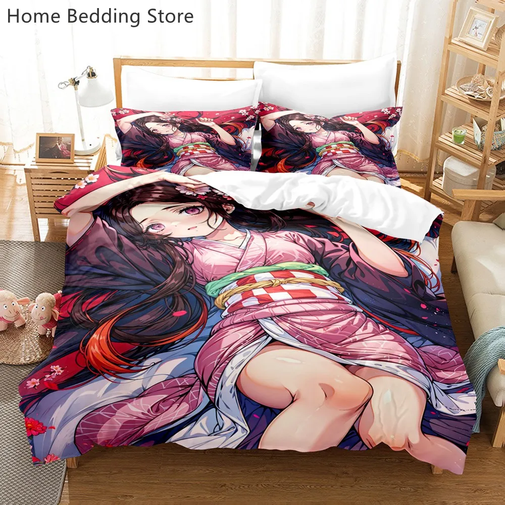 Imagem -05 - Demon Slayer Bedding Sets para Crianças Roupa de Cama Capa de Edredão Completo Gêmeo Rainha Rei Tamanho Único Kamado Nezuko Meninos Meninas Novo Anime