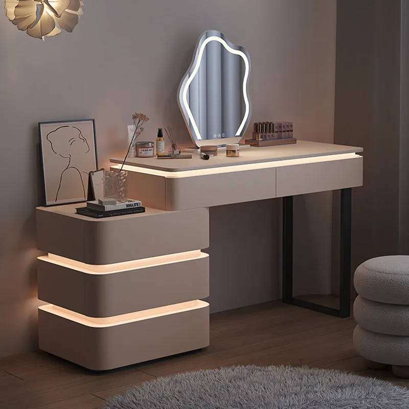 Vanity Dressing Table Light Mirror Chairs Nordic Wood Storage Drawer Cabinets Nightstands Bedroom Tocador Maquillaje Room Decor