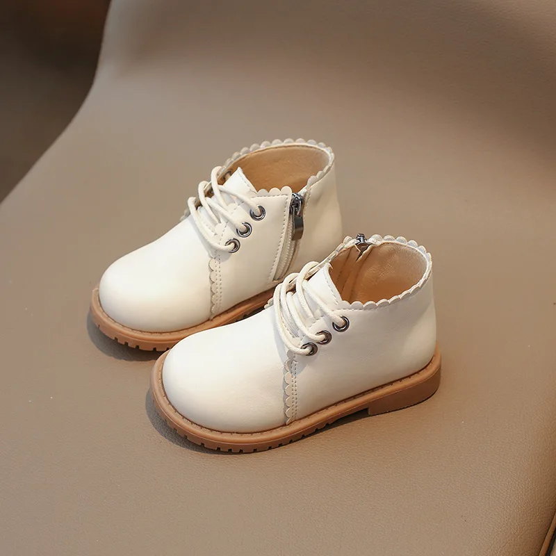 Autumn Winter New Kids Leather Shoes Girls Short Boots Single Fashion Children Girls Princess Shoes