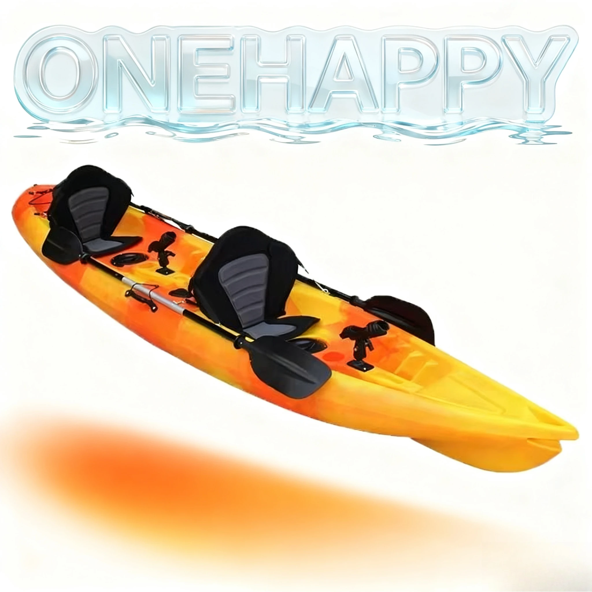 

2 Person Fishing Kayak with Paddles, Rotomolded Plastic Tandem Canoe for Adults with UV Protection for Lake River & Sea