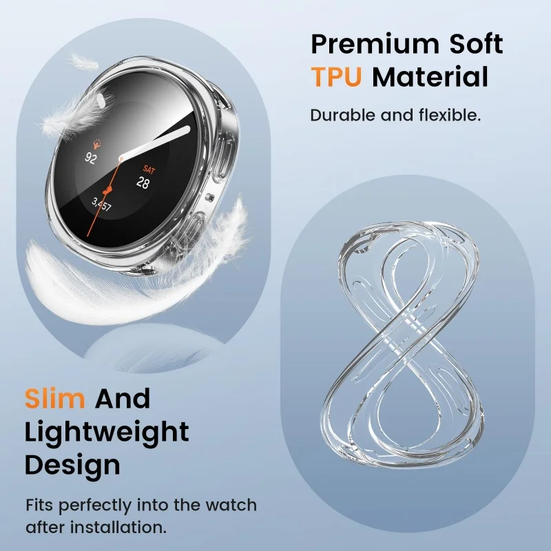 TPU Case For Samsung Galaxy Watch 8 9 40mm 44mm Full Coverage Bumper Soft HD Protective Case For Galaxy Watch 8 9 Accessories
