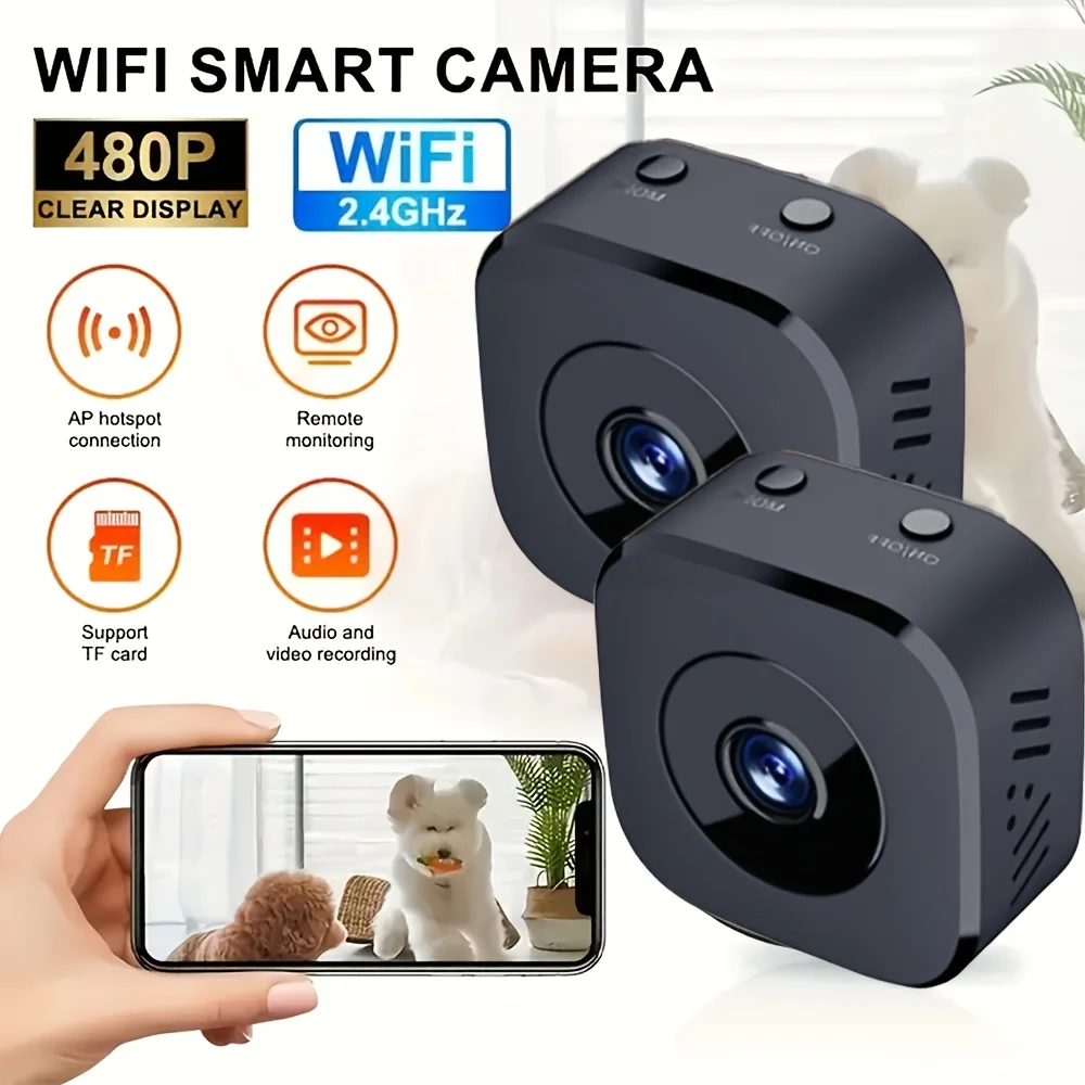 1/2 juego de cámara de seguridad con batería incorporada (150 mA), notificación de mensajes, monitor WiFi 2,4G, monitoreo de detección de movimiento,