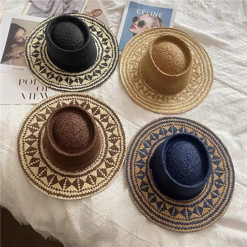 Vintage Mode Sommer Boho Stil Casual handgemachte breite Krempe Sonnenhut für Frauen und Männer Caps Urlaub Strand Sonnenhut Designer Hüte – Detail 1