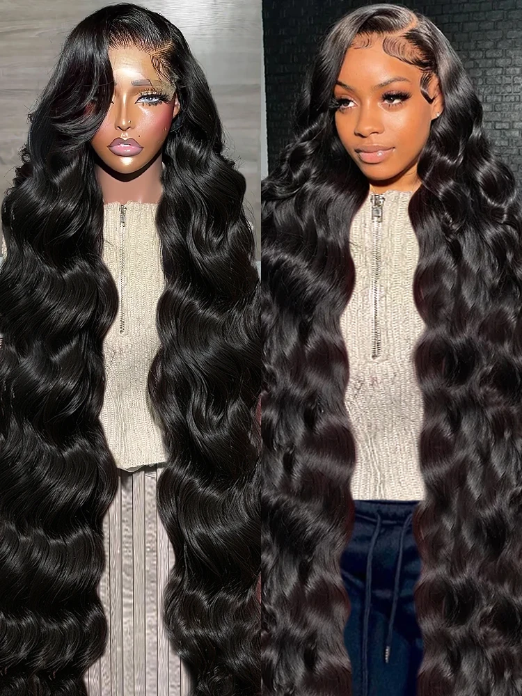 250 Density Brazilian Body Wave 28 30 Inch Transparent 13x6 HD Lace Front Wig Water Wave Frontal Human Hair Wigs For Women