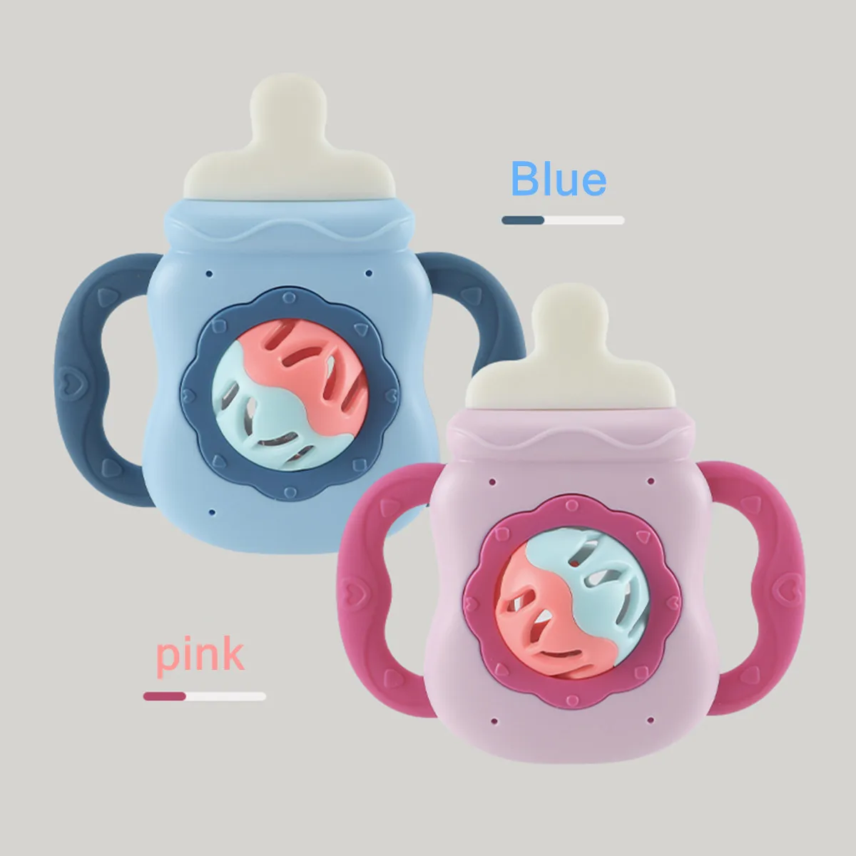 Baby Rassel Spielzeug Milch Pflege Flasche Geformt Hand Glocke Kann Getreide Und Gebissen Beißring Neugeborenen Kann Beißring Neugeborenen Geschenk