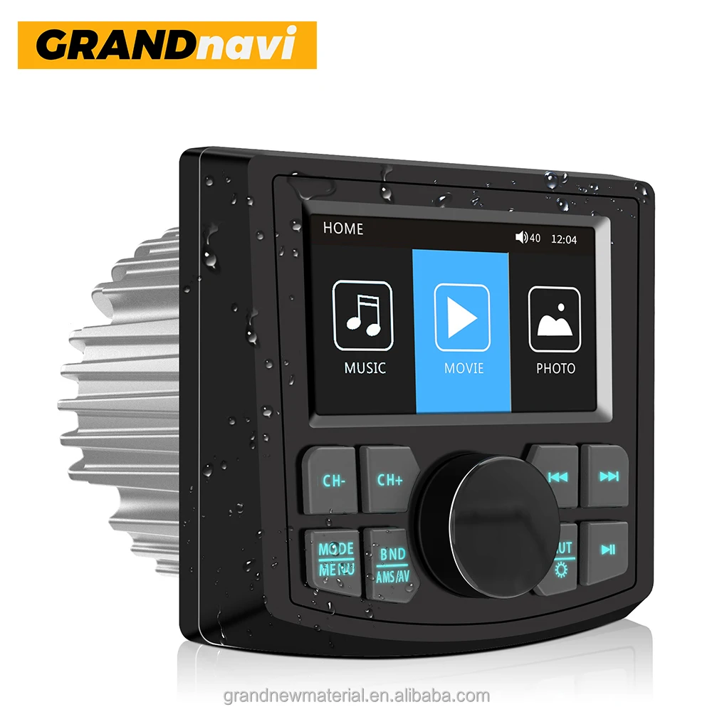 

Marine Stereo Waterproof BT Boat Receiver FM AM Digital Media Audio Player Waterproof for Yacht ATV UTV Golf