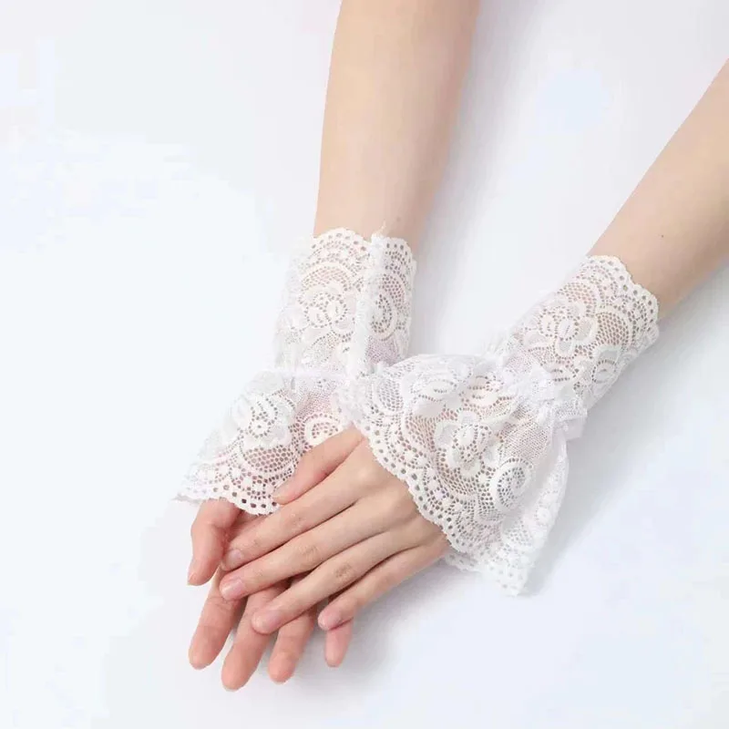 Lace Fake Sleeves Lace Cuffs Women's Wrist Covers Elastic Elastic Apparel Decorative Sleeves Wrist Horn Cuffs