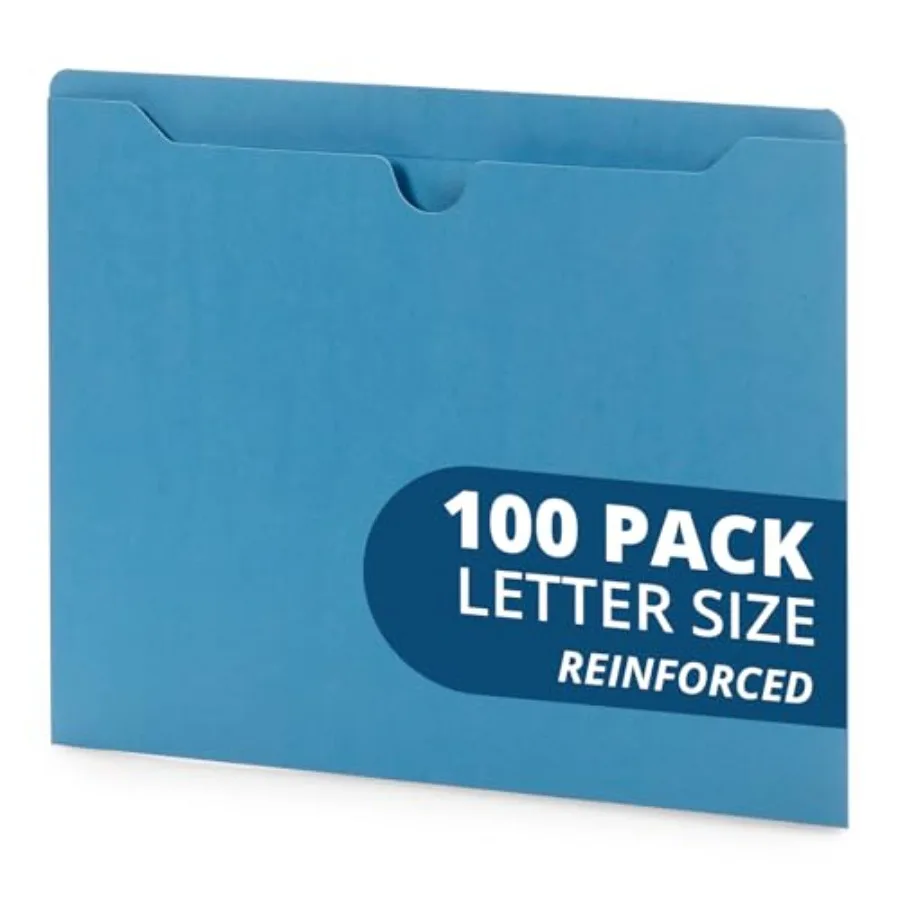 

100 папок-конвертов с усиленными прямыми язычками для стандартных подвесных файлов формата Letter, упаковка 100 шт.